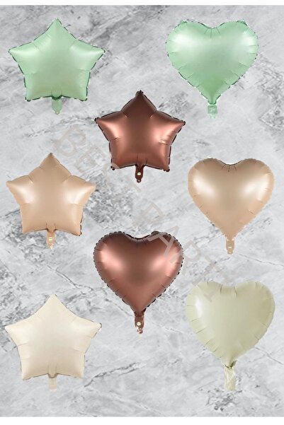 BEST PARTİ DOĞUM GÜNÜ PARTİ SÜSLERİ 8 Pieces Heart Star Foil Balloons Set