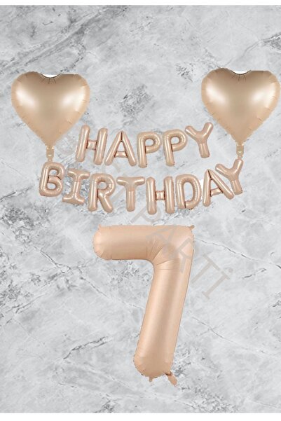 BEST PARTİ DOĞUM GÜNÜ PARTİ SÜSLERİ 7 Year Old Happy Birthday Sand Beige Foil...