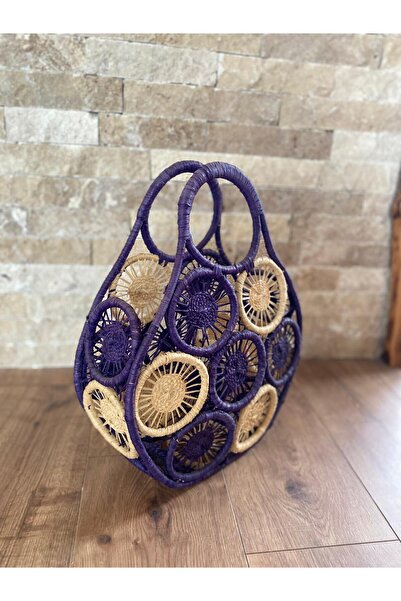 Bohemian Straw Colored Knitted Beach Bag