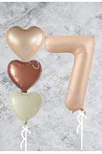 BEST PARTİ DOĞUM GÜNÜ PARTİ SÜSLERİ 7 Years Old Sand Beige Foil Balloon Set -...