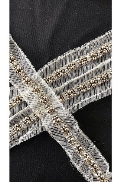Ozpas 38cm Beaded Jewelled Tulle Ribbon - Decorative