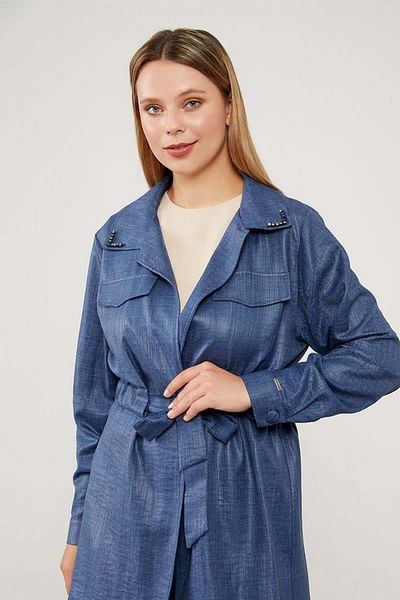 Levidor Stone Embroidered Collar Indigo Jacket Set