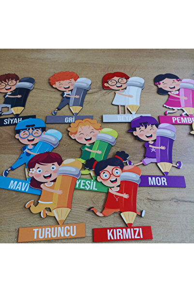 SİGUN Okul Öncesı İlkokul Sınıf Panosu Ahşap UV Baskı Sevimli Renk Panoları (15cm x 22cm)