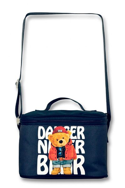 ÜMİT ÇANTA Boy's School Lunchbox - Ummit Bag, Cennec Navy Blue and White Teddy Bear Printed, Thermal Insulated