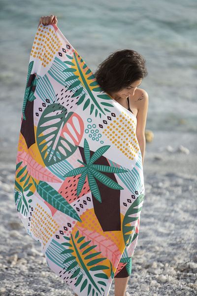 YORKADESIGN Colorful Leaf Patterned Beach Towel 70x140cm