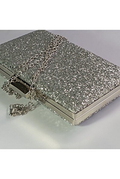 Şarra Gossi Ασημένια βραδινή τσάντα παγιέτα βραδινή τσάντα