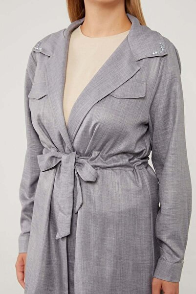 Levidor Antrasit Yakası Taş İşlemeli Ceket Takım