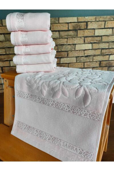 sarra 30x50 سم SARRA 6 قطع منشفة إيتامين مخيطة - سلمون