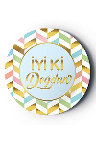 Partijet Altın Iyi Ki Doğdun Baskılı Karnaval Karton Tabak Mavi 23 Cm 8'li