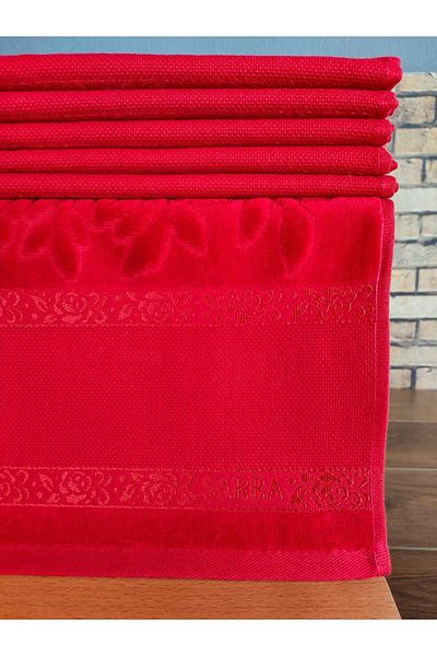 sarra 30x50cm SARRA 6-PIECE STITCHED ETAMIN DARK TOWEL - RED