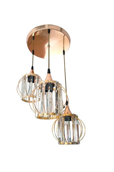 öalpa Kristal 3'Lü Taşlı Sarkıt Model Avize