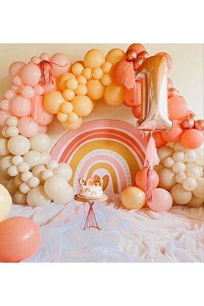 MFM Σετ γενεθλίων με αλυσίδα και μπαλόνι από αλουμινόχαρτο ροζ χρυσό 1 έτους