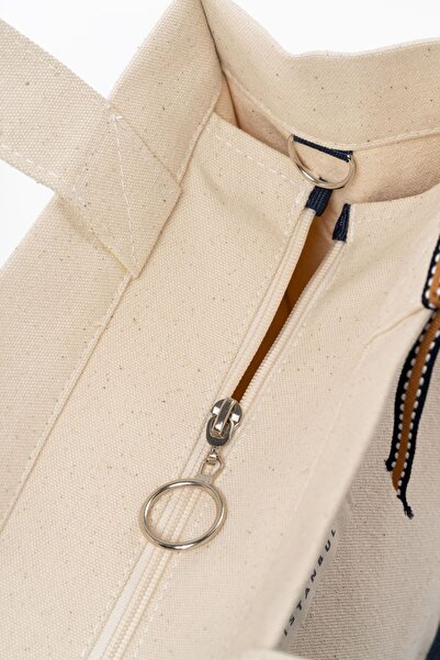 Sofist İstanbul Темно-синій екрю полотно Balat Tote Сумка з регульованим ремінцем жіноча сумка на руку і плече