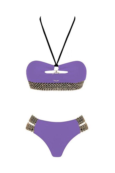 sayina Lilac Strapless High Waist Double Ring Bikini Set - Sea and Pool Stylish