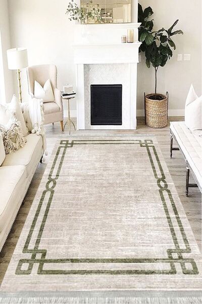 MOTTO HALI Modern Verona Kaymaz Deri Tabanlı Yıkanabilir Antibakteriyel Dijit...