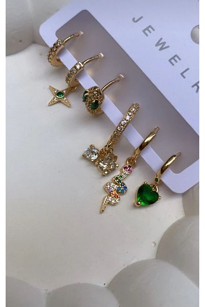 Accessories Stylish Steel Earrings - Set of 6