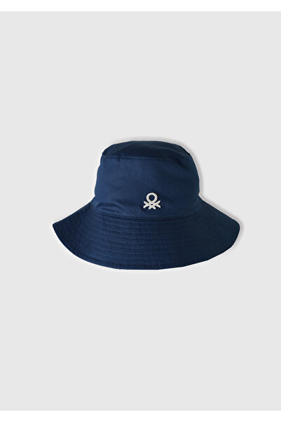 United Colors of Benetton Navy Blue-cream Men's Hat - Printed Logo Detail, Double Sided