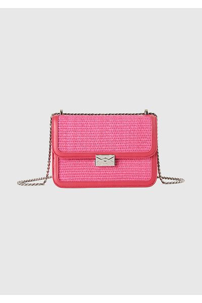 United Colors of Benetton Pink Metal Buckle Chain Strap Women's Shoulder Bag - Logo Detailed
