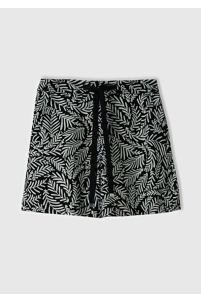 United Colors of Benetton Black-White Patterned Liozel Bermuda Shorts - 100% All, 2 Pockets, Waist String