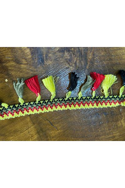 Gönülden Tasarım Geantă pentru tricotaj - cu culori și ciucuri, accesoriu de îmbrăcăminte EEN 5 CM (1 metru)