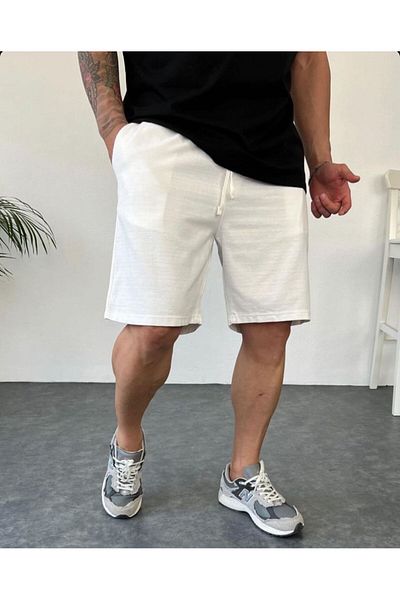 hoz fashion Λευκό λινό ανδρικό σορτς