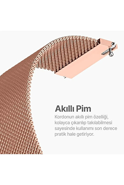 Fibaks Huawei Watch Gt/gt2/gt2 Pro/gt3 Pro/gt4 Gt5 Pro 46mm Metal Hasır Işlemeli Mıknatıslı Silikon Kordon