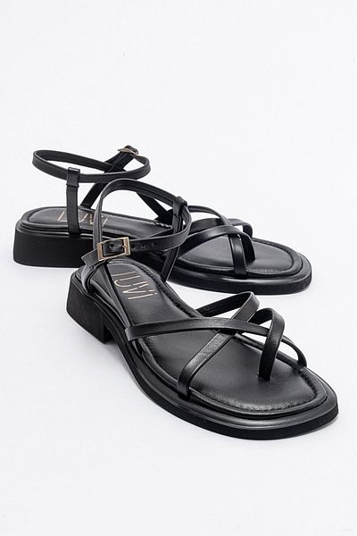 LuviShoes Sandale de damă din piele naturală neagră ANTAS