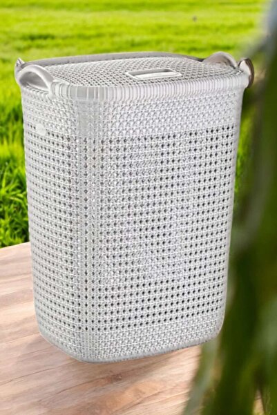 ÇEÇEN HOME Örgü Çamaşır Sepeti Kirli Sepeti - 57 Lt (34,5 X 44,5 X 57,5 CM)