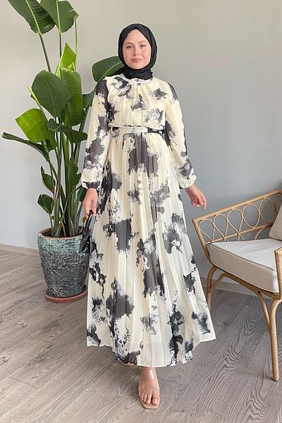 InStyle Rochie din șifon cu vopsea neagră - cu model abstract