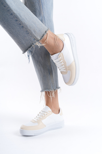 Moda Değirmeni Women's White-Beige Sneakers - BG1003-101-0001