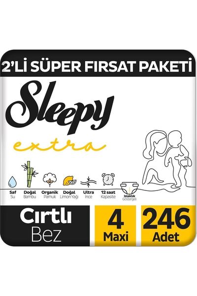 Sleepy Extra Günlük Aktivite 2'Li Süper Fırsat Paketi Bebek Bezi 4 Numara Max...