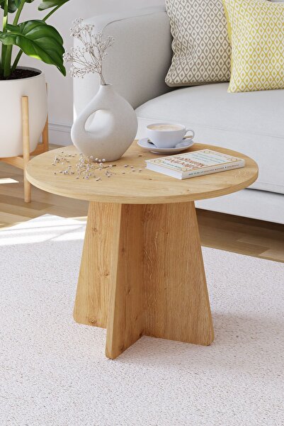 OBİ Atölye Mantar Orta Sehpa Yuvarlak Orta Sehpa 58 cm - Safir Meşe