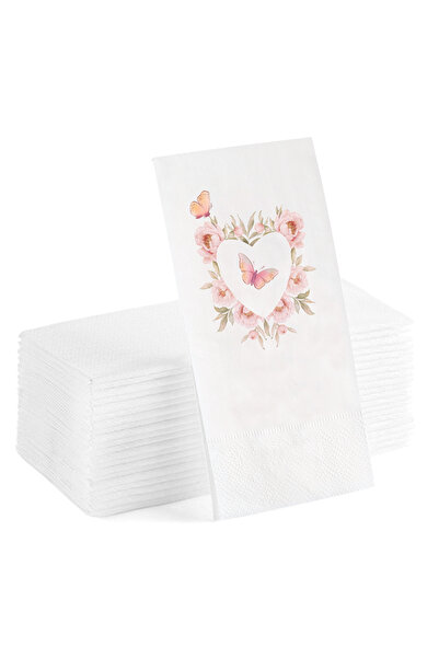 Matbaagraf Kalp Ve Kelebek Baskılı Sunum Servis Peçetesi 20li