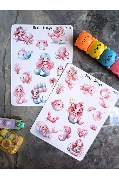 Hiras Dizayn Autocolant drăguț cu sirenă - 2 foi 13x17cm Etichetă pentru laptop