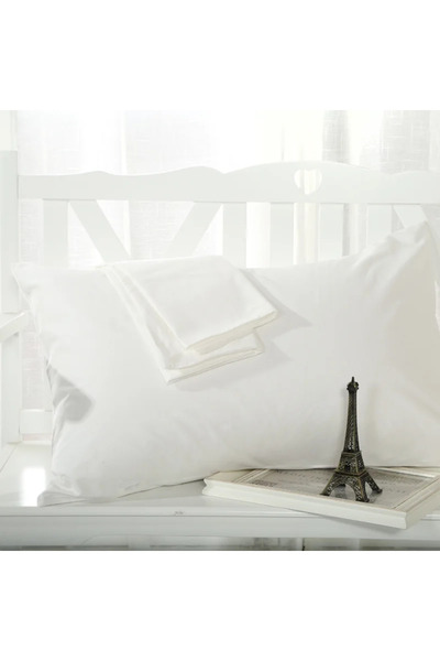 AKGÜN EV TEKSTİLİ مجموعة من 2 كيس وسادة قطني سادة بسحاب