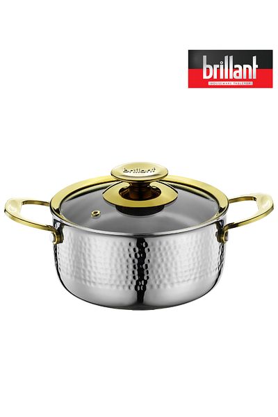 Brillant Anatolia Patterned Brillant 3 Ply Deep Pot - 22cm