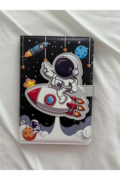 Planet Butik Astronaut - Colorful Page Notebook with Magnetic Cover