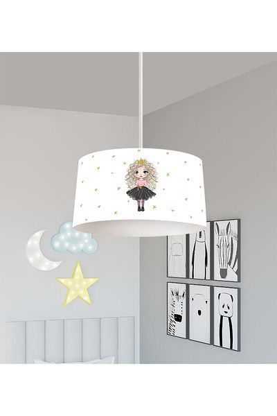 BAMBAŞKA MODA BABY AND KIDS ROOM Princess Patterned Chandelier with Stars and Curly Hair