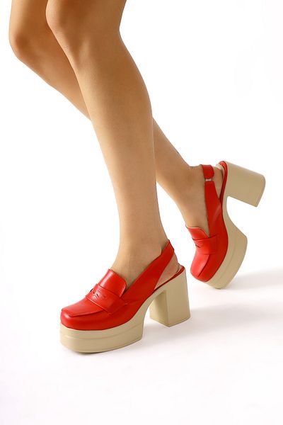 Limoya Neval Red Platform Heel Low-Cut Women's Casual Shoes