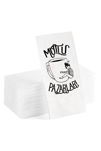 Matbaagraf Happy Markets منديل خدمة العرض المطبوع المكتوب 20 قطعة