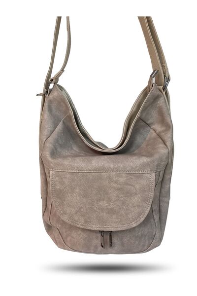 Kumru Çanta كتف وحقيبة ظهر نسائية باللون البيج