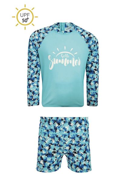 REMSA Axel 5602 Blue - Costum de baie pentru copii cu mânecă lungă, cu protecție UV, mare și piscină