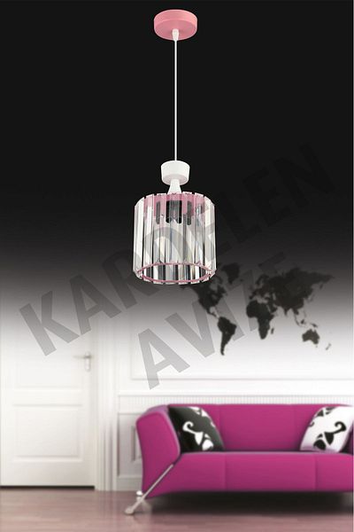 KARDELEN AYDINLATMA AVİZE Pink Snowdrop - Single Pendant Lamp Crystal Stone Facing Down Luxury Chandelier
