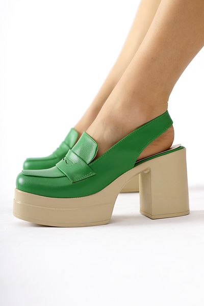 Limoya Pantofi casual de damă Neval Green Platform Toc decoltat