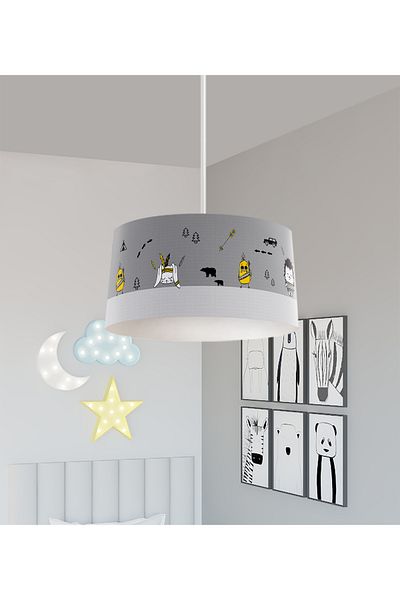 BAMBAŞKA MODA BABY AND KIDS ROOM Road and Small Figure Patterned Chandelier