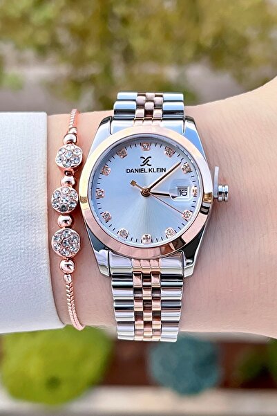 Daniel Klein Bronz Gümüş Renk 24 Ay Garantili Kadın Kol Saati ve Bileklik