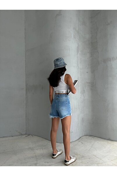 Zeo Basic Yırtıklı Kot Şort