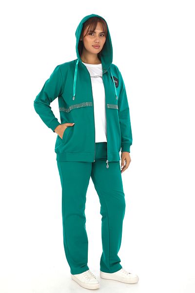 WND SPORT Large Size 3-Piece Tracksuit Set - Stone Detailed Hooded T-Shirt