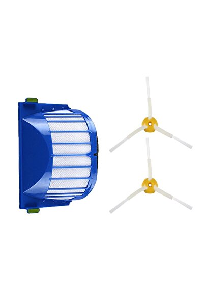 FilterHauz I-robot Roomba 605 606 Uyumlu 3 Parça Yedek Filtre Fırça Seti