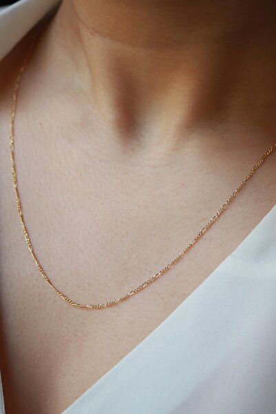 DİAMİNE PIRLANTA 14 Ayar Altın Ince Figaro Zincir Kolye